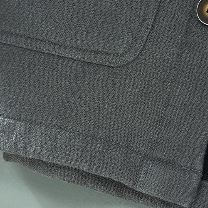 Veste en lin et coton ramie à manches longues pour homme, doublée de polaire thermique et avec poches, signée Buddha Stones - image 10
