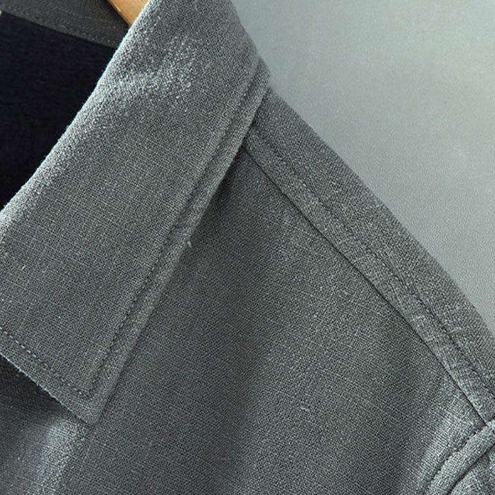 Veste en lin et coton ramie à manches longues pour homme, doublée de polaire thermique et avec poches, signée Buddha Stones - image 5