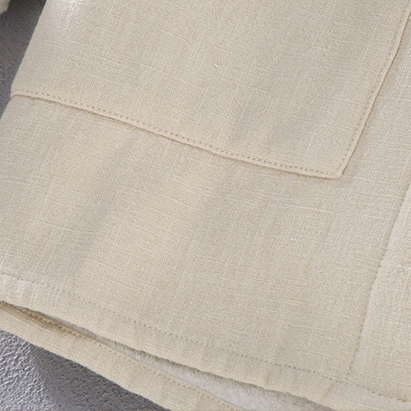 Veste en coton ramie thermique à manches longues et col montant Buddha Stones pour homme, doublée de polaire et avec poches - image 11