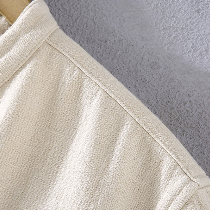 Veste en coton ramie thermique à manches longues et col montant Buddha Stones pour homme, doublée de polaire et avec poches - image 7