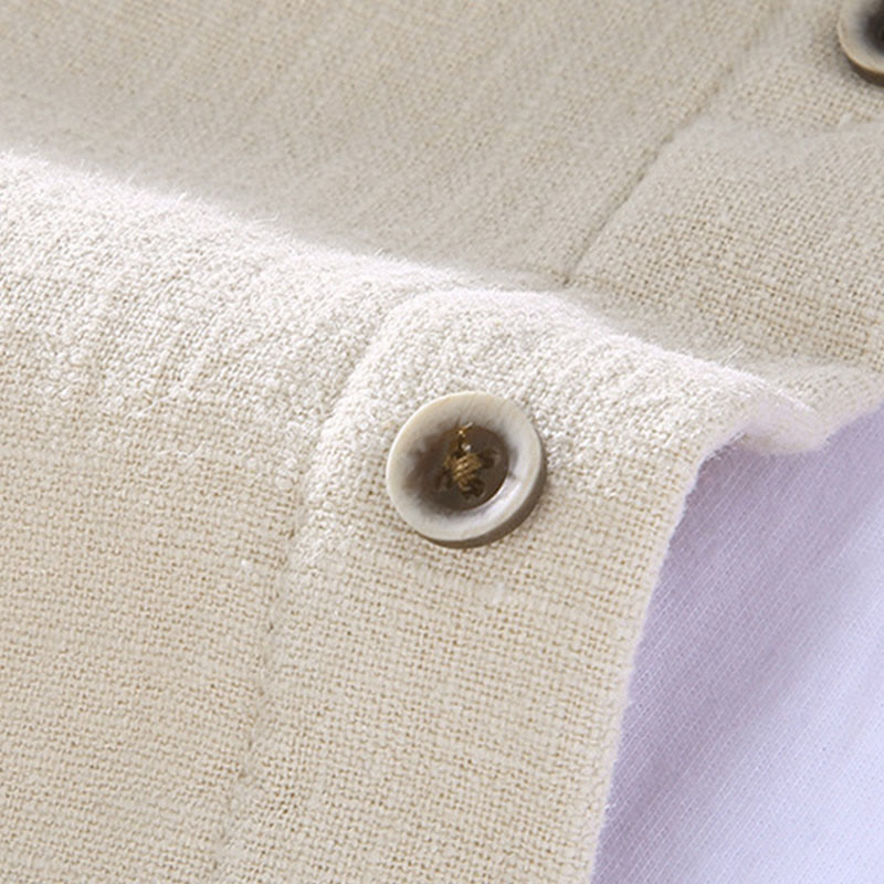 Veste en coton ramie thermique à manches longues et col montant Buddha Stones pour homme, doublée de polaire et avec poches - image 8