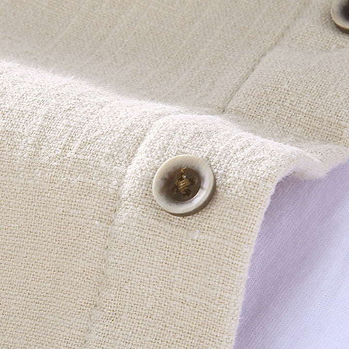 Veste en coton ramie thermique à manches longues et col montant Buddha Stones pour homme, doublée de polaire et avec poches - image 8