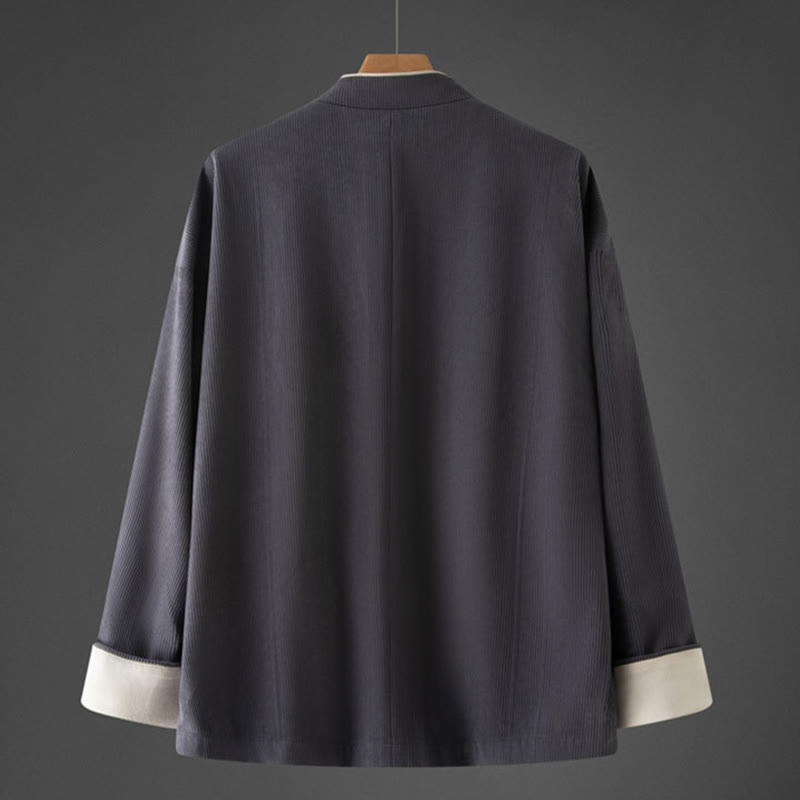 Veste en coton à manches longues et col mandarin pour homme, style Tang avec poches, style Buddha Stones - image 1