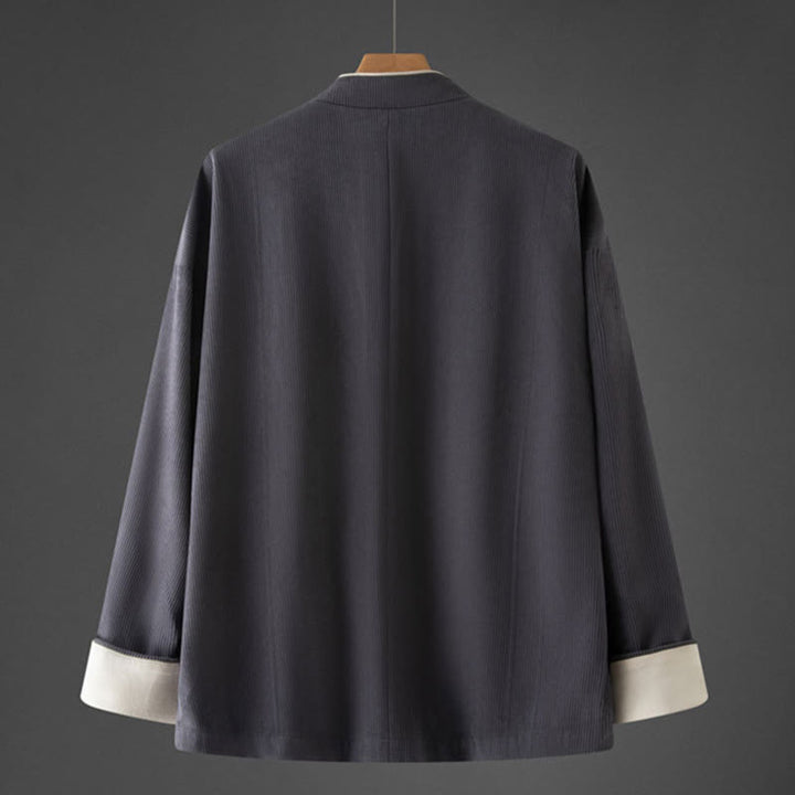 Veste en coton à manches longues et col mandarin pour homme, style Tang avec poches, style Buddha Stones - image 1