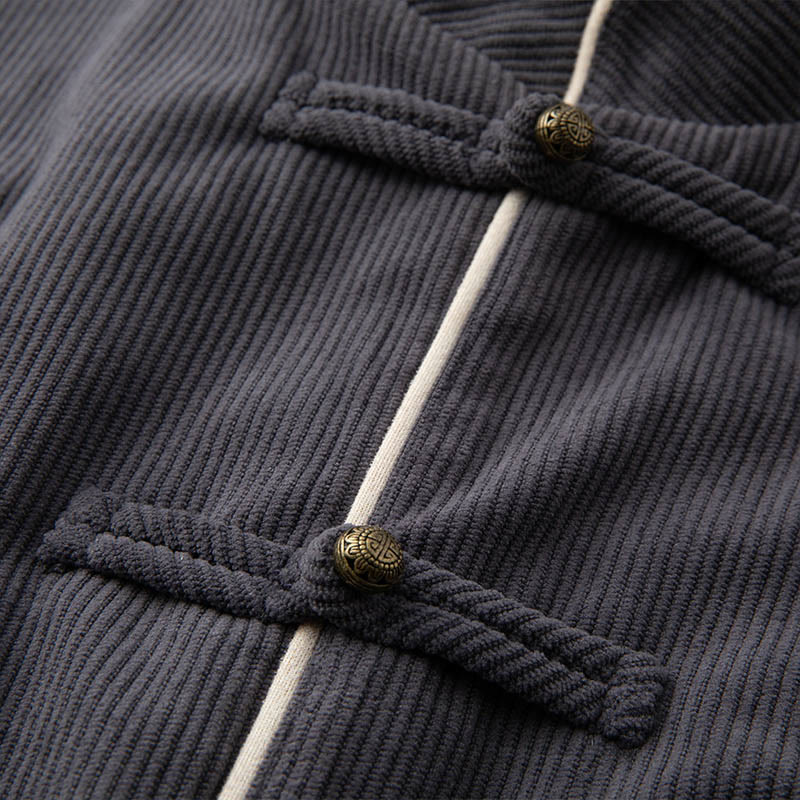 Veste en coton à manches longues et col mandarin pour homme, style Tang avec poches, style Buddha Stones - image 3