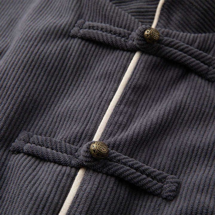 Veste en coton à manches longues et col mandarin pour homme, style Tang avec poches, style Buddha Stones - image 3
