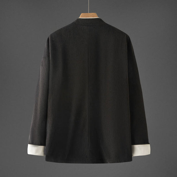 Veste en coton à manches longues et col mandarin pour homme, style Tang avec poches, style Buddha Stones - image 11