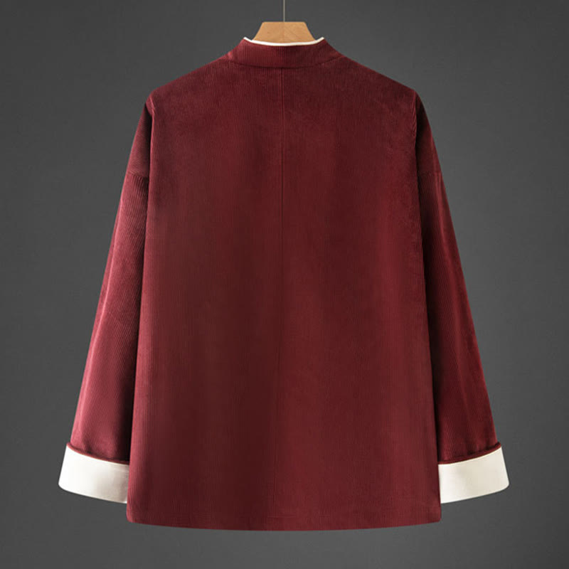 Veste en coton à manches longues et col mandarin pour homme, style Tang avec poches, style Buddha Stones - image 9