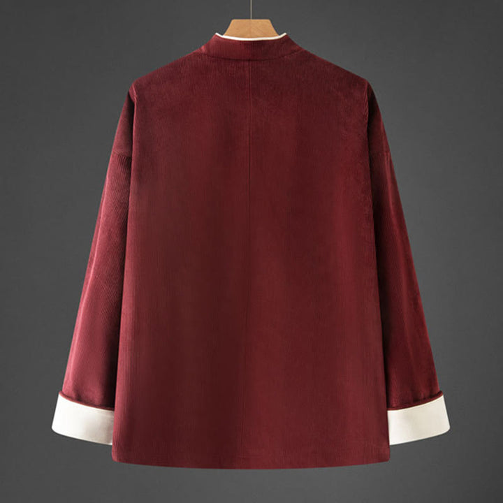 Veste en coton à manches longues et col mandarin pour homme, style Tang avec poches, style Buddha Stones - image 9