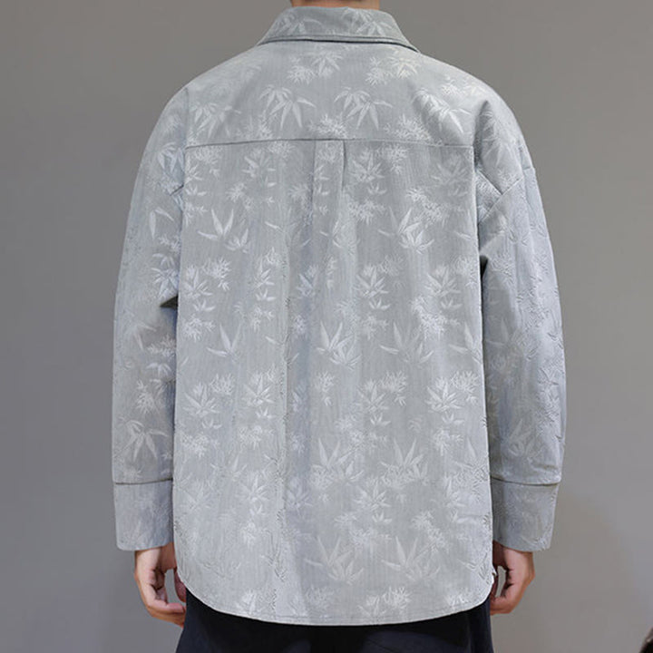 Veste de costume Tang en coton à manches longues pour homme, motif feuilles et Buddha Stones, jacquard, boutons grenouille - image 11