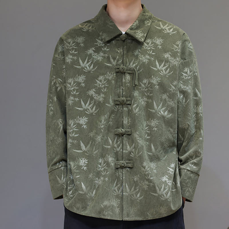 Veste de costume Tang en coton à manches longues pour homme, motif feuilles et Buddha Stones, jacquard, boutons grenouille - image 22