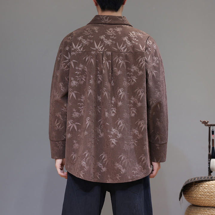 Veste de costume Tang en coton à manches longues pour homme, motif feuilles et Buddha Stones, jacquard, boutons grenouille - image 27