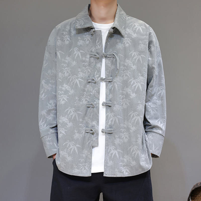 Veste de costume Tang en coton à manches longues pour homme, motif feuilles et Buddha Stones, jacquard, boutons grenouille - image 13