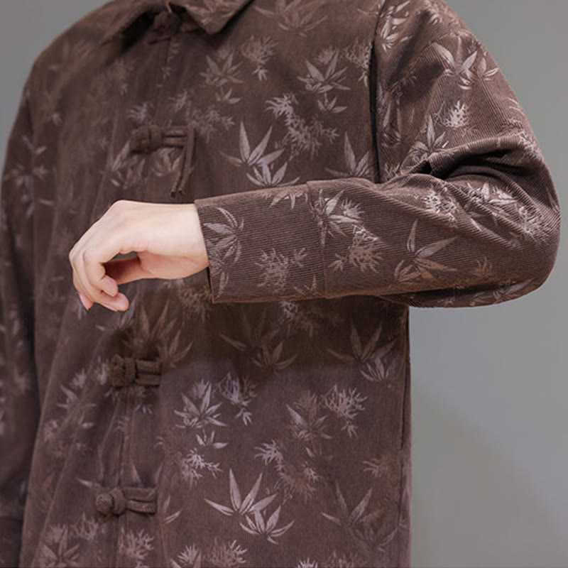 Veste de costume Tang en coton à manches longues pour homme, motif feuilles et Buddha Stones, jacquard, boutons grenouille - image 36
