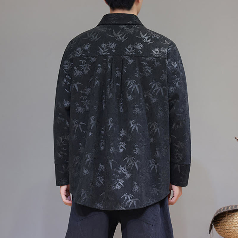 Veste de costume Tang en coton à manches longues pour homme, motif feuilles et Buddha Stones, jacquard, boutons grenouille - image 3