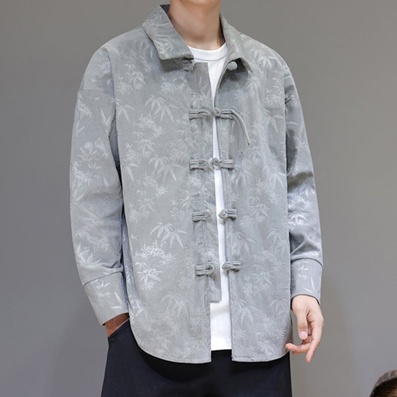 Veste de costume Tang en coton à manches longues pour homme, motif feuilles et Buddha Stones, jacquard, boutons grenouille - image 14