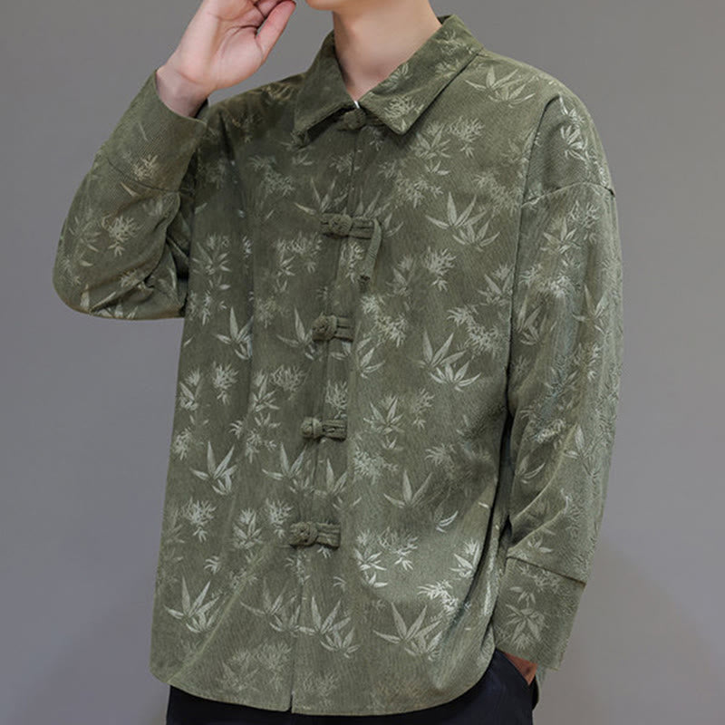 Veste de costume Tang en coton à manches longues pour homme, motif feuilles et Buddha Stones, jacquard, boutons grenouille - image 21
