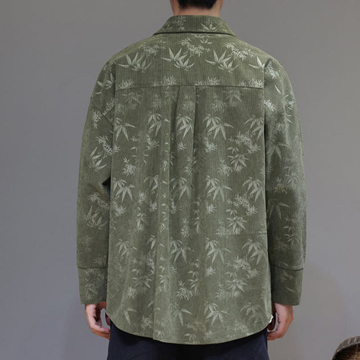 Veste de costume Tang en coton à manches longues pour homme, motif feuilles et Buddha Stones, jacquard, boutons grenouille - image 20