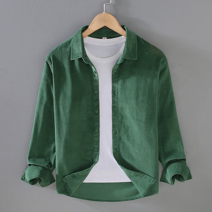 Chemise homme Buddha Stones, couleur unie, boutons, manches longues, pur coton, velours côtelé - Forêt Verte - US/UK/AU44，EU54 (4XL) - image 18
