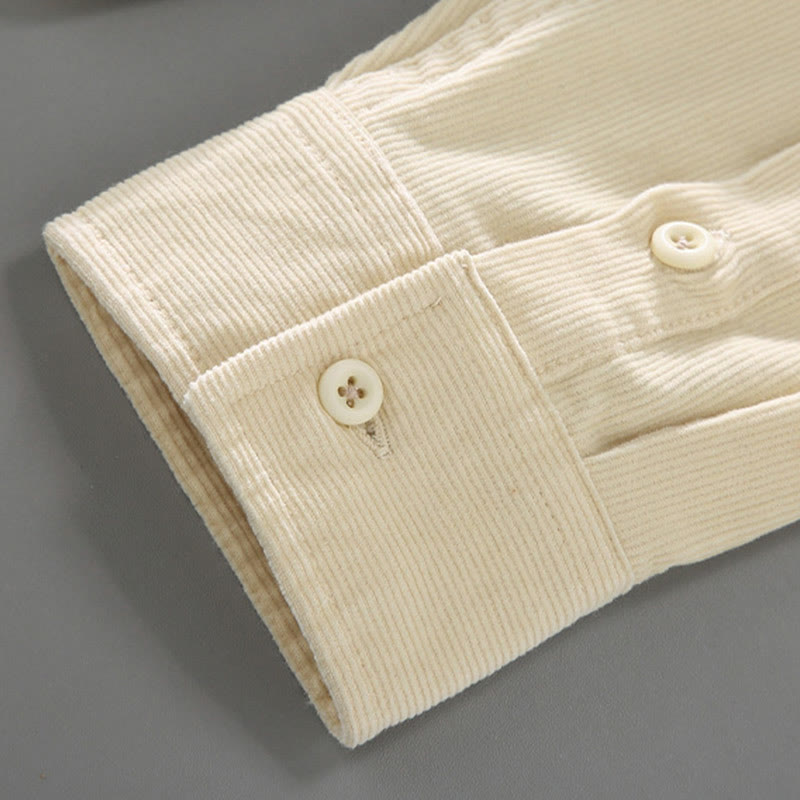 Chemise homme Buddha Stones, couleur unie, boutons, manches longues, pur coton, velours côtelé - image 11