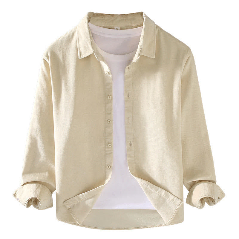 Chemise homme Buddha Stones, couleur unie, boutons, manches longues, pur coton, velours côtelé - image 16