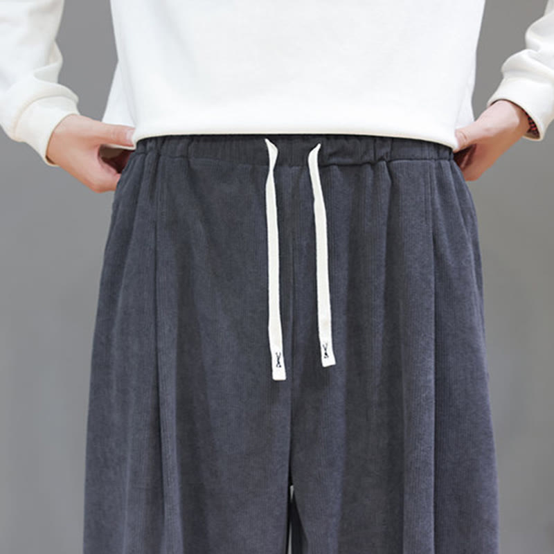 Pantalon sarouel pour homme en velours côtelé de pur coton uni Buddha Stones avec poches - image 21