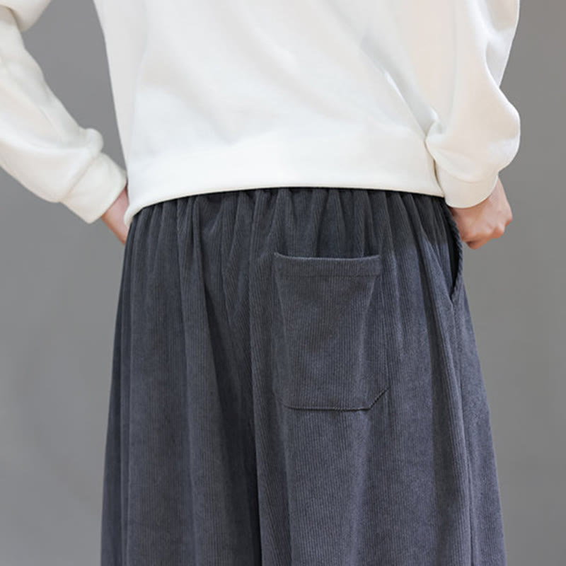Pantalon sarouel pour homme en velours côtelé de pur coton uni Buddha Stones avec poches - image 22
