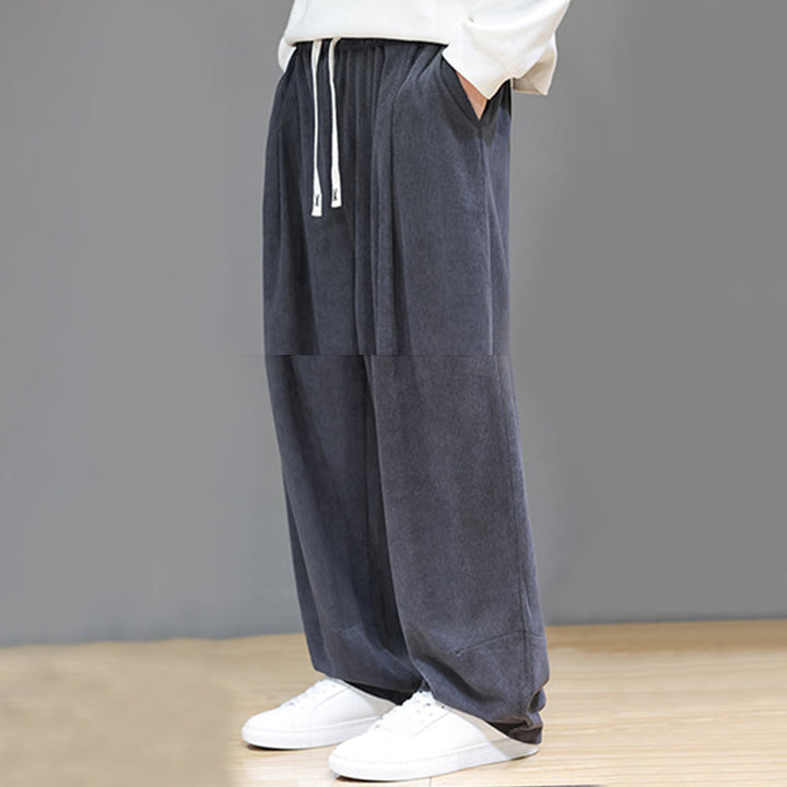 Pantalon sarouel pour homme en velours côtelé de pur coton uni Buddha Stones avec poches - image 19