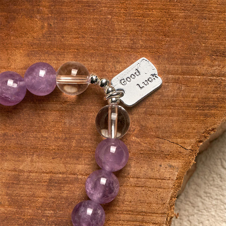 Bracelet porte-bonheur en Buddha Stones , quartz rose et quartz fraise - image 3