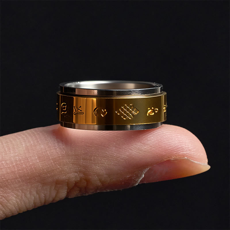 Bague de paix rotative en acier titane Buddha Stones et écritures tibétaines Om Mani Padme Hum - image 3