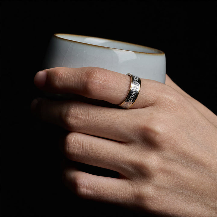 Buddha Stones, écritures tibétaines, mantra Shurangama, bague d'équilibre en acier titane - image 4