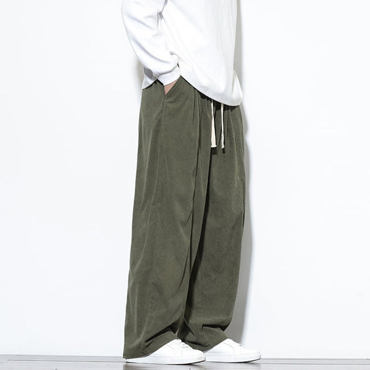Pantalon sarouel en velours côtelé pur coton avec cordon de serrage et poches pour homme Motif Buddha Stones - image 8