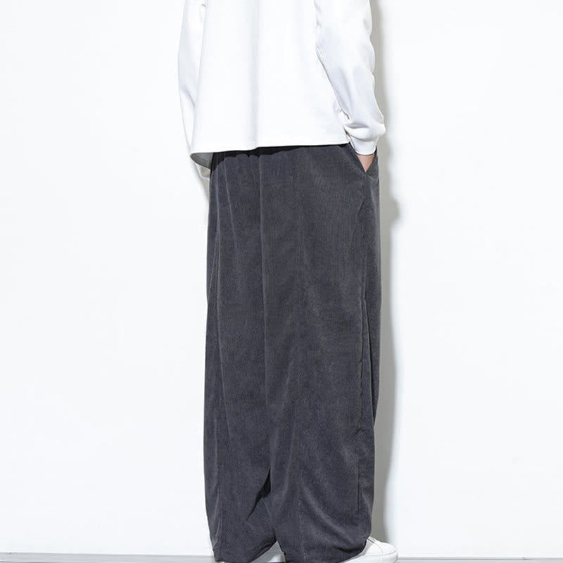 Pantalon harem pour homme en velours côtelé pur, uni, avec cordon de serrage et poches , Buddha Stones - image 12