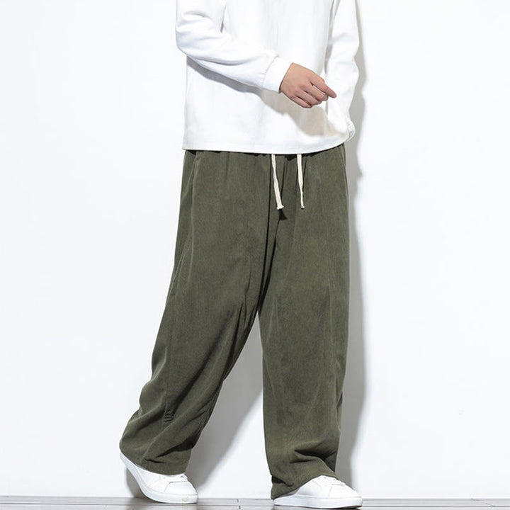 Pantalon harem pour homme en velours côtelé pur, uni, avec cordon de serrage et poches , Buddha Stones - image 7