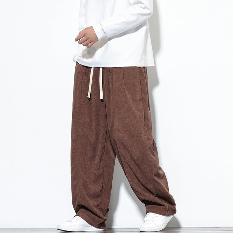 Pantalon harem pour homme en velours côtelé pur, uni, avec cordon de serrage et poches , Buddha Stones - image 32