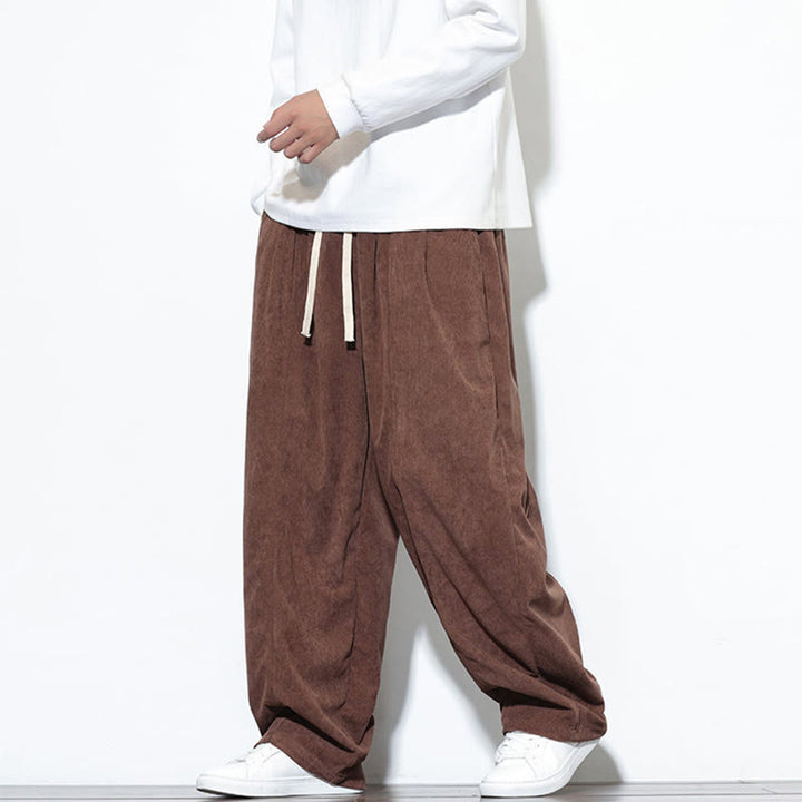 Pantalon harem pour homme en velours côtelé pur, uni, avec cordon de serrage et poches , Buddha Stones - image 32