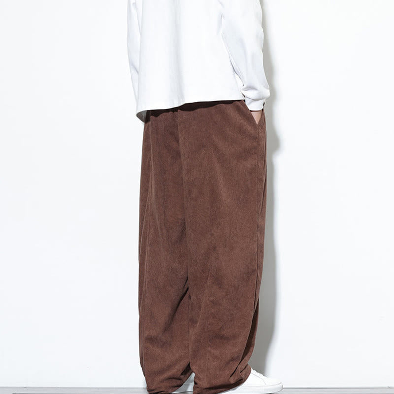 Pantalon harem pour homme en velours côtelé pur, uni, avec cordon de serrage et poches , Buddha Stones - image 37