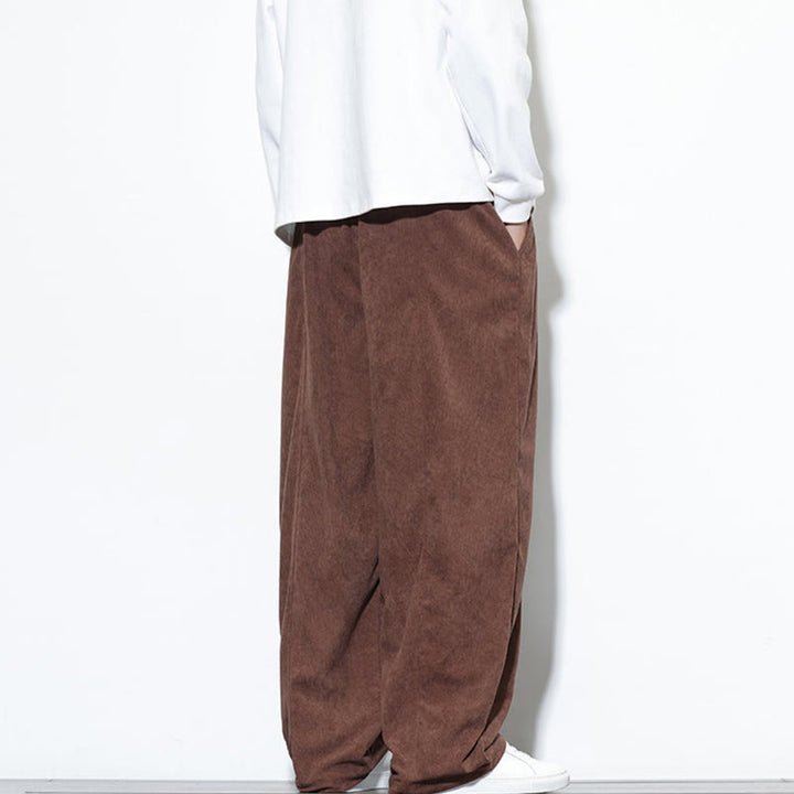 Pantalon harem pour homme en velours côtelé pur, uni, avec cordon de serrage et poches , Buddha Stones - image 37