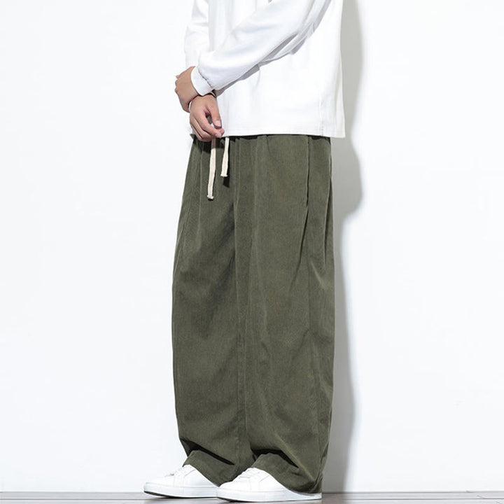Pantalon sarouel en velours côtelé pur coton avec cordon de serrage et poches pour homme Motif Buddha Stones - image 4