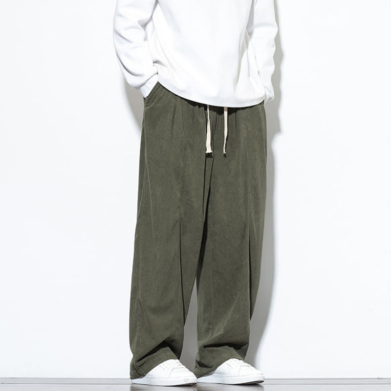 Pantalon harem pour homme en velours côtelé pur, uni, avec cordon de serrage et poches , Buddha Stones - image 9