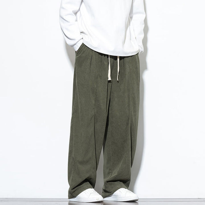 Pantalon sarouel en velours côtelé pur coton avec cordon de serrage et poches pour homme Motif Buddha Stones - image 9