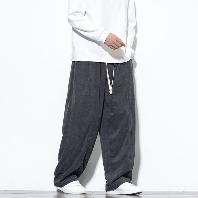 Pantalon harem pour homme en velours côtelé pur, uni, avec cordon de serrage et poches , Buddha Stones - image 14