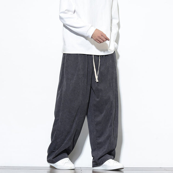 Pantalon harem pour homme en velours côtelé pur, uni, avec cordon de serrage et poches , Buddha Stones - image 14