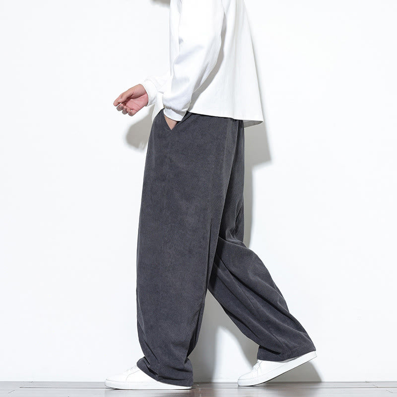 Pantalon harem pour homme en velours côtelé pur, uni, avec cordon de serrage et poches , Buddha Stones - image 15