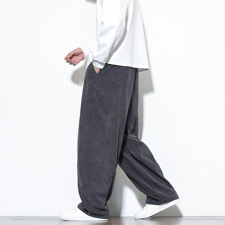 Pantalon harem pour homme en velours côtelé pur, uni, avec cordon de serrage et poches , Buddha Stones - image 15