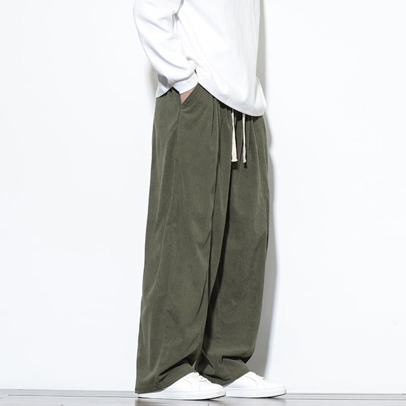 Pantalon harem pour homme en velours côtelé pur, uni, avec cordon de serrage et poches , Buddha Stones - image 8