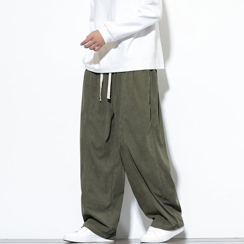 Pantalon harem pour homme en velours côtelé pur, uni, avec cordon de serrage et poches , Buddha Stones - image 3