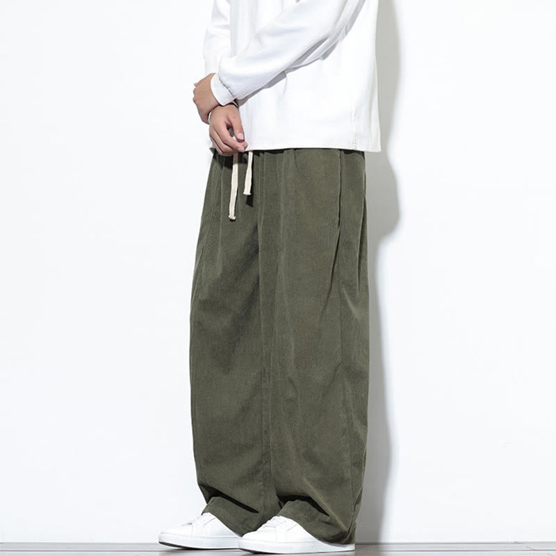 Pantalon harem pour homme en velours côtelé pur, uni, avec cordon de serrage et poches , Buddha Stones - image 4