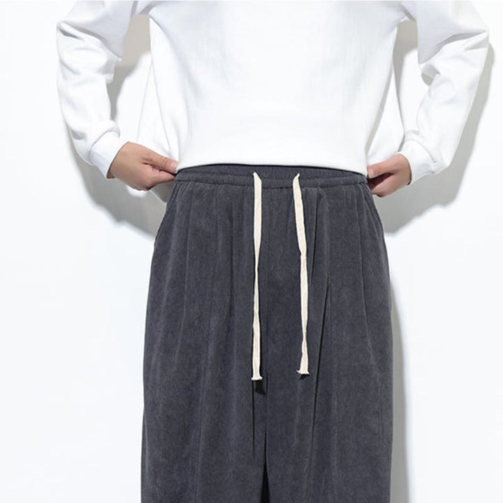 Pantalon harem pour homme en velours côtelé pur, uni, avec cordon de serrage et poches , Buddha Stones - image 20
