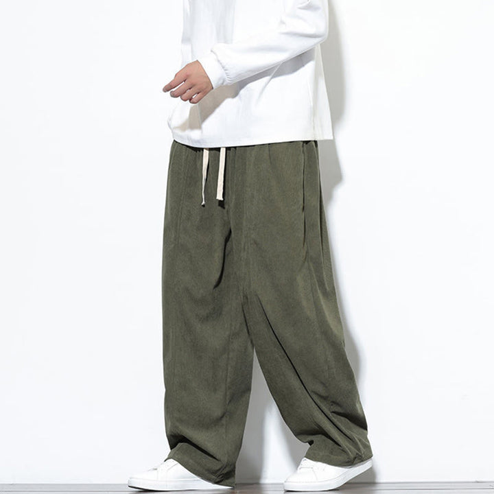 Pantalon harem pour homme en velours côtelé pur, uni, avec cordon de serrage et poches , Buddha Stones - image 3